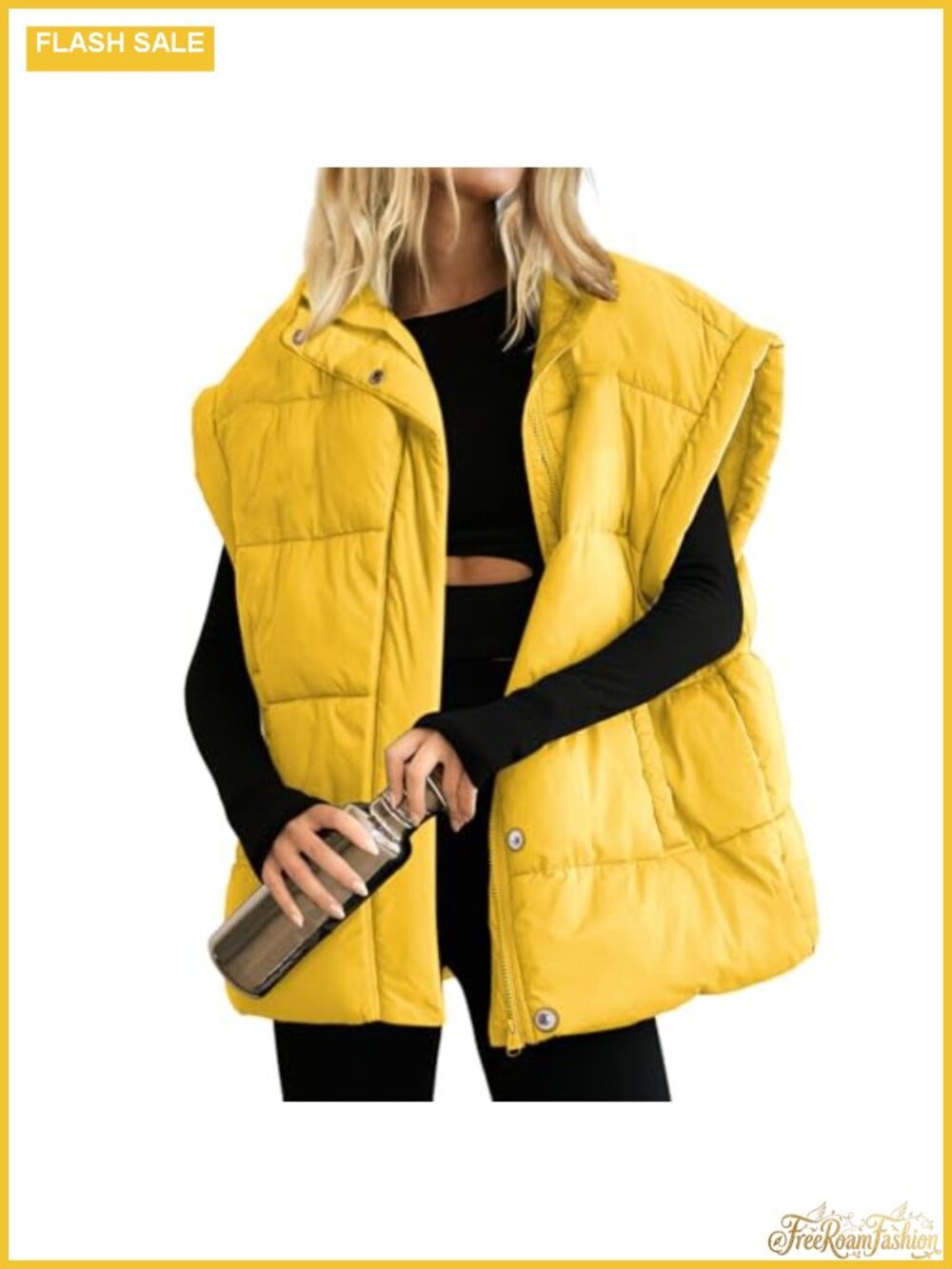 Women's Puffer Vest Stand Collar Zip Up Sleeveless Winter Jacket